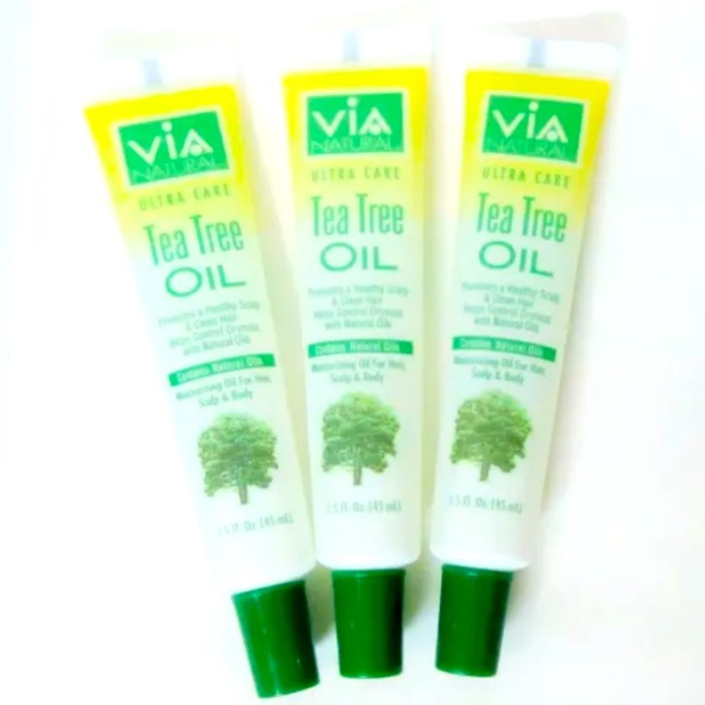 3 Tubes VIA NATURAL Tea Tree Oil Hair & Body 1.5 f